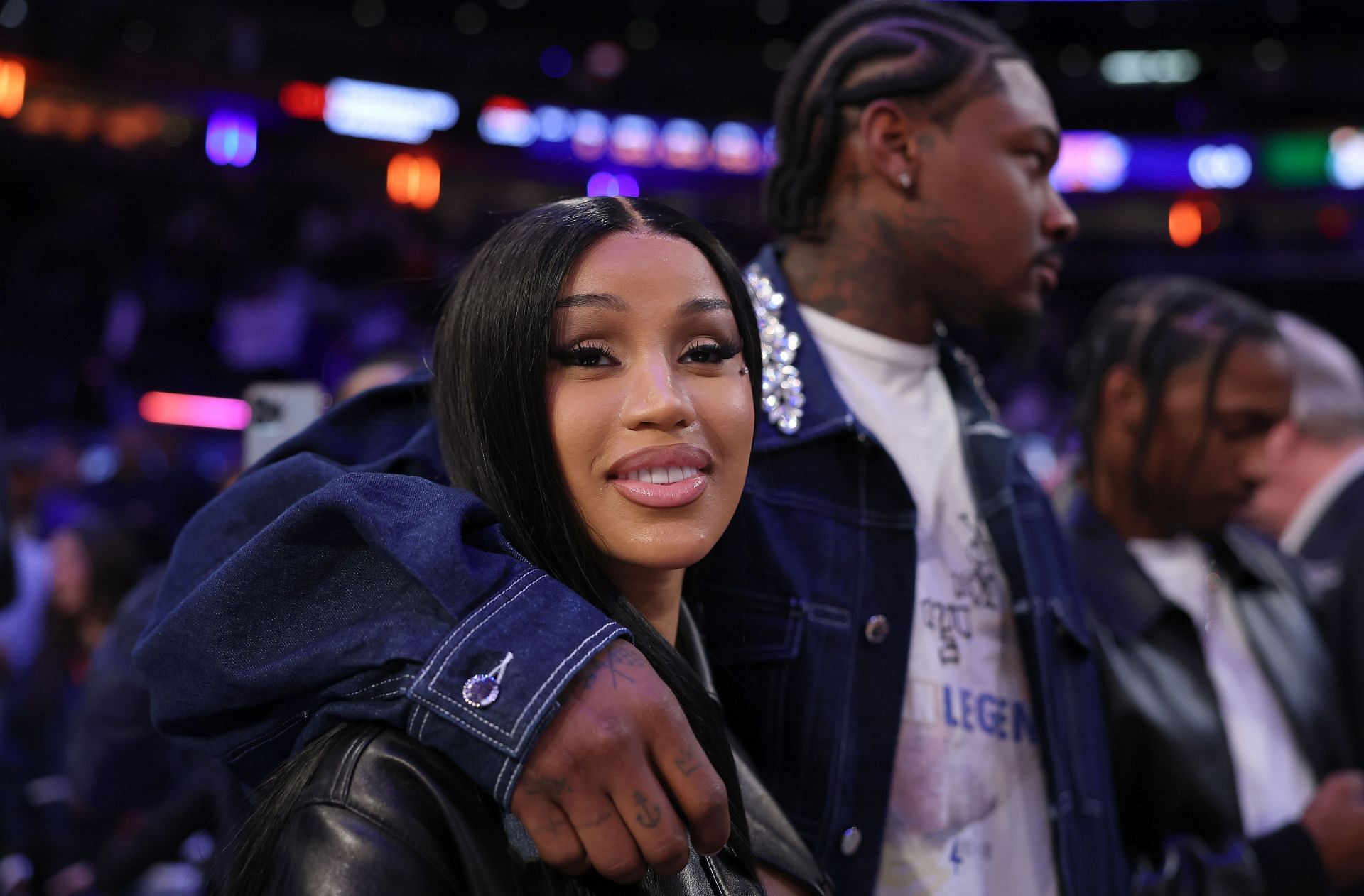 NFL Player Stefon Diggs and rapper Cardi B celebrate after Game Four of the Eastern Conference Second Round NBA Playoffs - (Image via Getty)